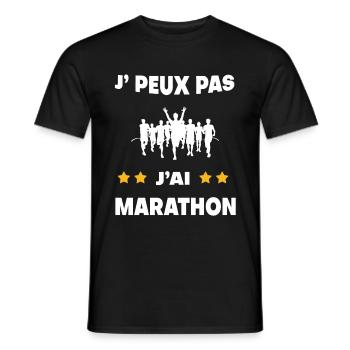 Je peux pas j'ai marathon cadeau coureur - T-shirt homme - noir - Devant - AI Model Male 178 light (178cm)