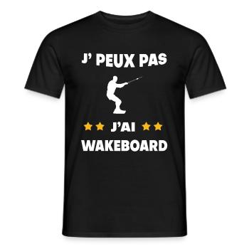 Je peux pas j'ai wakeboard cadeau wakeboardeur - T-shirt homme - noir - Devant - AI Model Male 178 light (178cm)