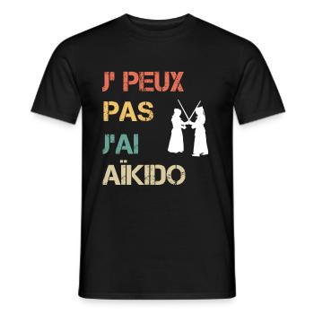 Je peux pas j'ai aïkido vintage drôle - T-shirt homme - noir - Devant - AI Model Male 178 light (178cm)