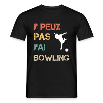 Je peux pas j'ai bowling vintage drôle - T-shirt homme - noir - Devant - AI Model Male 178 light (178cm)