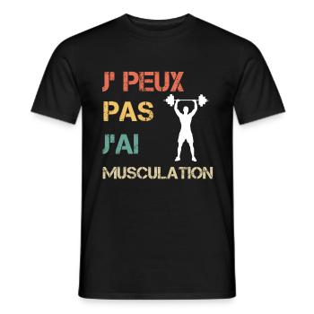 Je peux pas j'ai musculation vintage drôle - T-shirt homme - noir - Devant - AI Model Male 178 light (178cm)