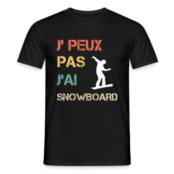 Je peux pas j'ai snowboard vintage drôle - T-shirt homme - noir - Devant - AI Model Male 178 light (178cm)