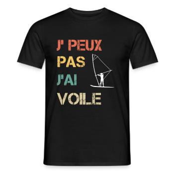 Je peux pas j'ai voile vintage drôle - T-shirt homme - noir - Devant - AI Model Male 178 light (178cm)
