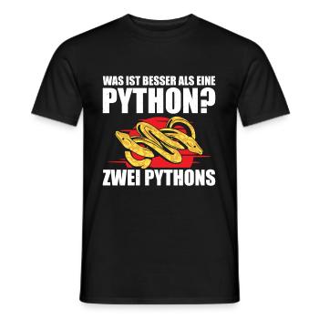 Was ist besser als eine Python? Zwei Pythons - Männer T-Shirt - Schwarz - Vorne - AI Model Male 178 light (178cm)