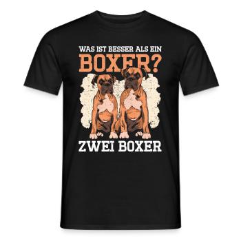 Was ist besser als ein Boxer? Zwei Boxer - Männer T-Shirt - Schwarz - Vorne - AI Model Male 178 light (178cm)