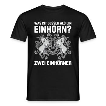 Was ist besser als ein Einhorn? Zwei Einhörner - Männer T-Shirt - Schwarz - Vorne - AI Model Male 178 light (178cm)