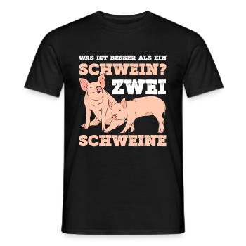 Was ist besser als ein Schwein? Zwei Schweine - Männer T-Shirt - Schwarz - Vorne - AI Model Male 178 light (178cm)