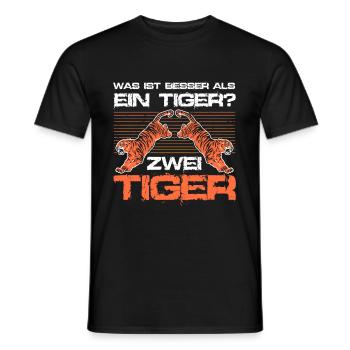 Was ist besser als ein Tiger? Zwei Tiger - Männer T-Shirt - Schwarz - Vorne - AI Model Male 178 light (178cm)