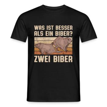 Was ist besser als ein Biber? Zwei Biber - Männer T-Shirt - Schwarz - Vorne - AI Model Male 178 light (178cm)