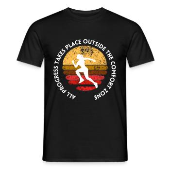 ALL PROGRESS TAKES PLACE OUTSIDE THE COMFORT ZONE - Männer T-Shirt - Schwarz - Vorne - AI Model Male 178 light (178cm)