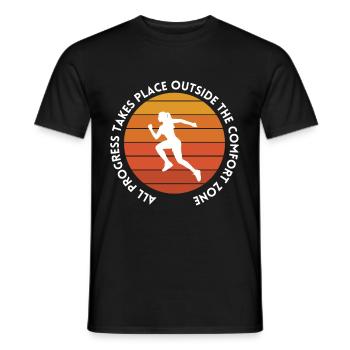 Fortschritt findet außerhalb der Komfortzone statt - Männer T-Shirt - Schwarz - Vorne - AI Model Male 178 light (178cm)