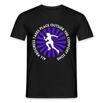 Fortschritt findet außerhalb der Komfortzone statt - Männer T-Shirt - Schwarz - Vorne - AI Model Male 178 light (178cm)