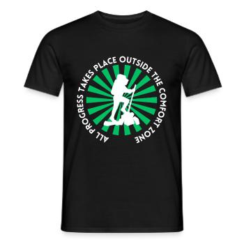 Wandern fortschritt außerhalb der Komfortzone - Männer T-Shirt - Schwarz - Vorne - AI Model Male 178 light (178cm)