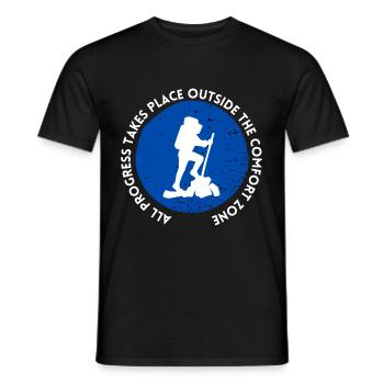 Wandern fortschritt außerhalb der Komfortzone - Männer T-Shirt - Schwarz - Vorne - AI Model Male 178 light (178cm)