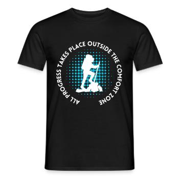 Wandern fortschritt außerhalb der Komfortzone - Männer T-Shirt - Schwarz - Vorne - AI Model Male 178 light (178cm)