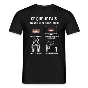 mangas temps libre mangaka - T-shirt homme - noir - Devant - AI Model Male 178 light (178cm)