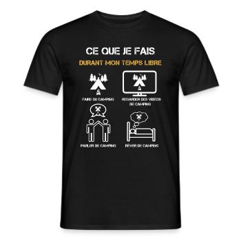 camping temps libre humour - T-shirt homme - noir - Devant - AI Model Male 178 light (178cm)