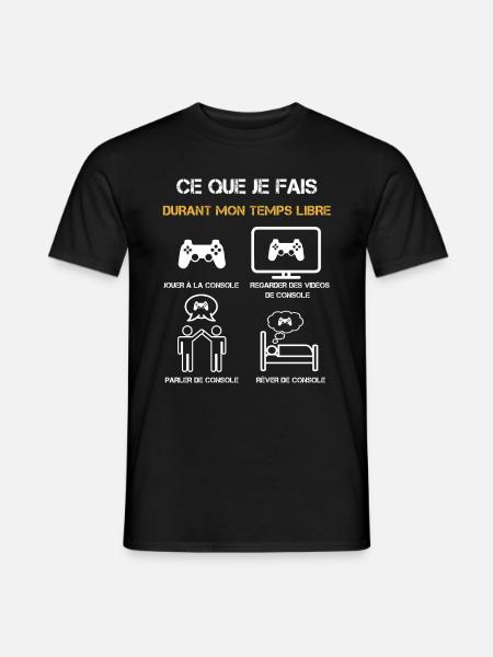 console temps libre humour - T-shirt homme - noir