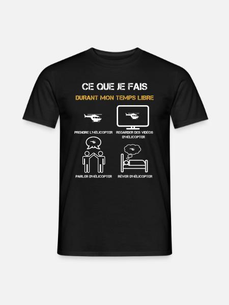 hélicopter temps libre humour - T-shirt homme - noir