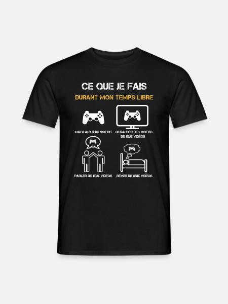 jeux vidéos temps libre humour - T-shirt homme - noir