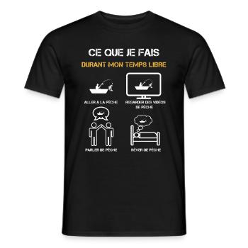 pêche barque temps libre humour - T-shirt homme - noir - Devant - AI Model Male 178 light (178cm)