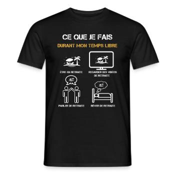 retraite temps libre humour - T-shirt homme - noir - Devant - AI Model Male 178 light (178cm)
