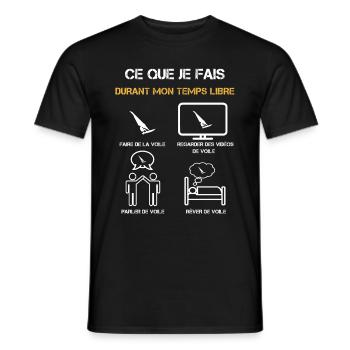 voile temps libre humour - T-shirt homme - noir - Devant - AI Model Male 178 light (178cm)