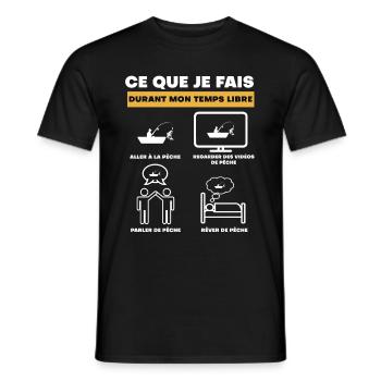 pêche barque durant temps libre - T-shirt homme - noir - Devant - AI Model Male 178 light (178cm)
