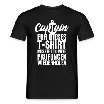 CAPTAIN LUSTIG KAPITÄN SEGELSCHEIN BOOT PRÜFUNG - Männer T-Shirt - Schwarz - Vorne - AI Model Male 178 light (178cm)