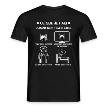 batterie temps libre cadeau batteur - T-shirt homme - noir - Devant - AI Model Male 178 light (178cm)