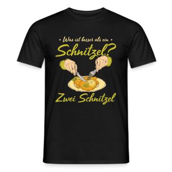 Was ist besser als ein Schnitzel? Zwei Schnitzel G - Männer T-Shirt - Schwarz - Vorne - AI Model Male 178 light (178cm)