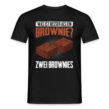 Was ist besser als ein Brownie? Zwei Brownies Lieb - Männer T-Shirt - Schwarz - Vorne - AI Model Male 178 light (178cm)