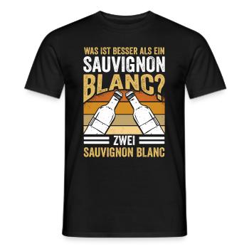 Was ist besser als ein Sauvignon Blanc? Zwei Sauvi - Männer T-Shirt - Schwarz - Vorne - AI Model Male 178 light (178cm)