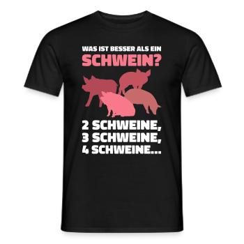 Was ist besser als ein Schwein? 2 Schweine, 3 Schw - Männer T-Shirt - Schwarz - Vorne - AI Model Male 178 light (178cm)