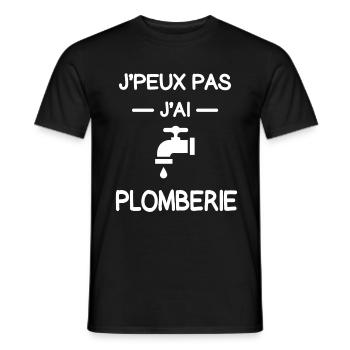 je peux pas j'ai plomberie plombier humour - T-shirt homme - noir - Devant - AI Model Male 178 light (178cm)