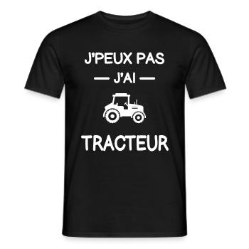 je peux pas j'ai tracteur agriculteur humour - T-shirt homme - noir - Devant - AI Model Male 178 light (178cm)