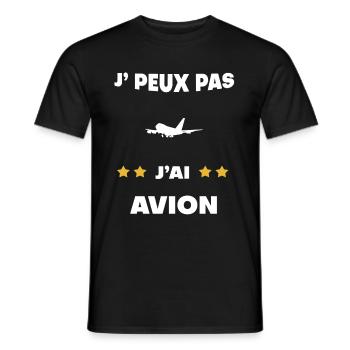 je peux pas j'ai avion cadeau pilote - T-shirt homme - noir - Devant - AI Model Male 178 light (178cm)