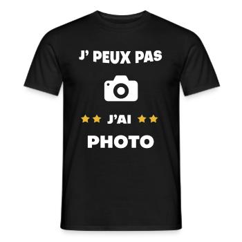 je peux pas j'ai photo cadeau photographe - T-shirt homme - noir - Devant - AI Model Male 178 light (178cm)