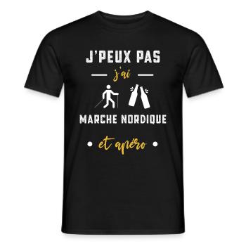je peux pas j'ai marche nordique apéro humour - T-shirt homme - noir - Devant - AI Model Male 178 light (178cm)