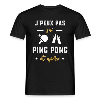 je peux pas j'ai ping pong raquette apéro humour - T-shirt homme - noir - Devant - AI Model Male 178 light (178cm)