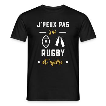 je peux pas j'ai rugby Ballon apéro humour - T-shirt homme - noir - Devant - AI Model Male 178 light (178cm)