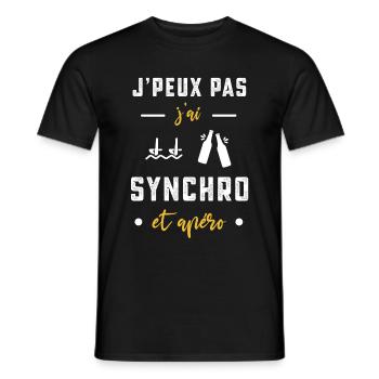 je peux pas j'ai synchro apéro humour - T-shirt homme - noir - Devant - AI Model Male 178 light (178cm)
