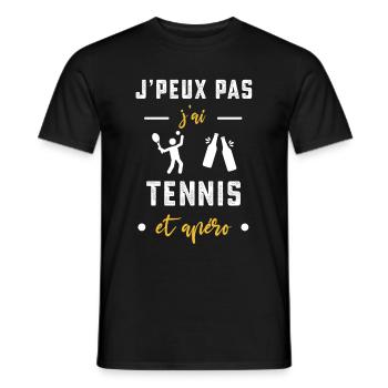 je peux pas j'ai tennis apéro humour - T-shirt homme - noir - Devant - AI Model Male 178 light (178cm)