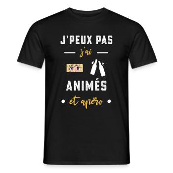 je peux pas j'ai animés apéro humour - T-shirt homme - noir - Devant - AI Model Male 178 light (178cm)