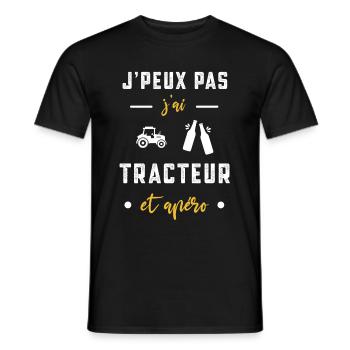 je peux pas j'ai tracteur apéro humour - T-shirt homme - noir - Devant - AI Model Male 178 light (178cm)