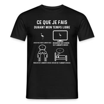 flamand-rose temps libre cadeau - T-shirt homme - noir - Devant - AI Model Male 178 light (178cm)