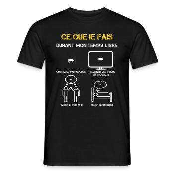 cadeaux temps libre cochon - T-shirt homme - noir - Devant - AI Model Male 178 light (178cm)