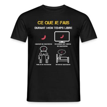 cadeaux temps libre saucisson - T-shirt homme - noir - Devant - AI Model Male 178 light (178cm)