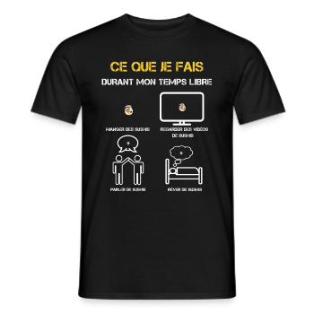 cadeaux temps libre sushi - T-shirt homme - noir - Devant - AI Model Male 178 light (178cm)