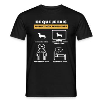 Dachshund Free Time Gift - Men's T-Shirt - black - Front - AI Model Male 178 light (178cm)